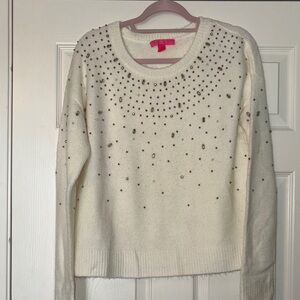 NWOT Lilly Pulitzer White Embellished Sweater